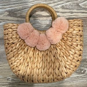 Pom Pom Woven Hand Bag